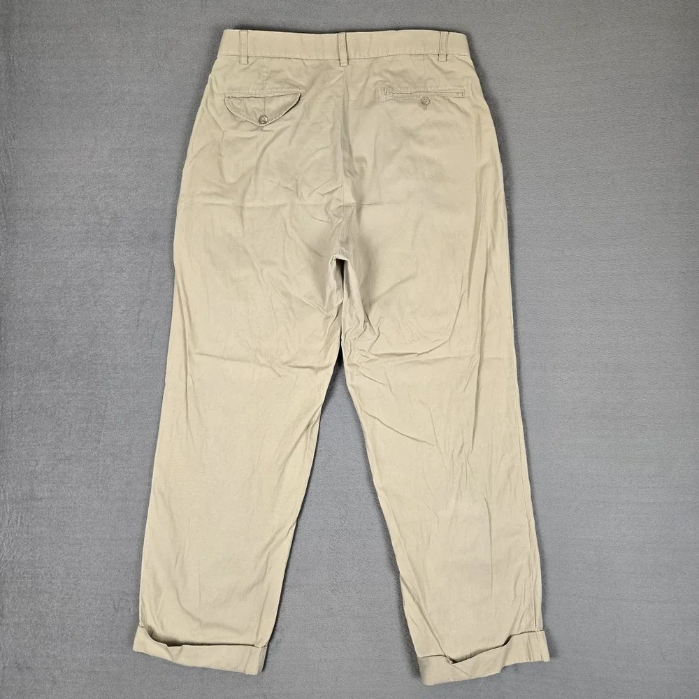 Polo Ralph Lauren Hammond Pant Mens 33x30 Vintage Khaki Pleated Cuffed Y2K